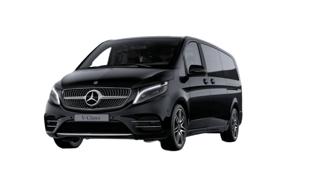 Van Mercedes 6 places avec chauffeur privé CLB pour trajets en groupe dans un confort haut de gamme